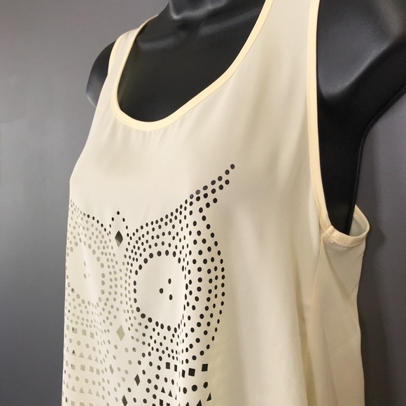 Laser Cut Owl Cute Flowy Zip-back Cream Tank S - Picture 3 of 8